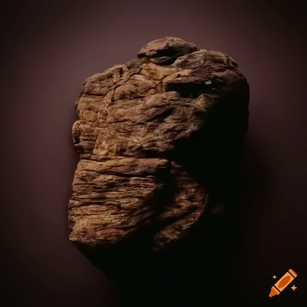 Portrait of large rock formation on dark brown family picture style background
