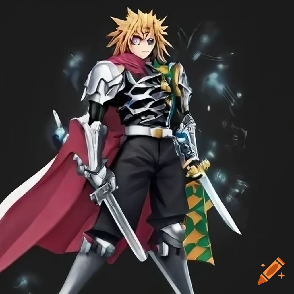 Black armor knight with sword in a fantasy setting