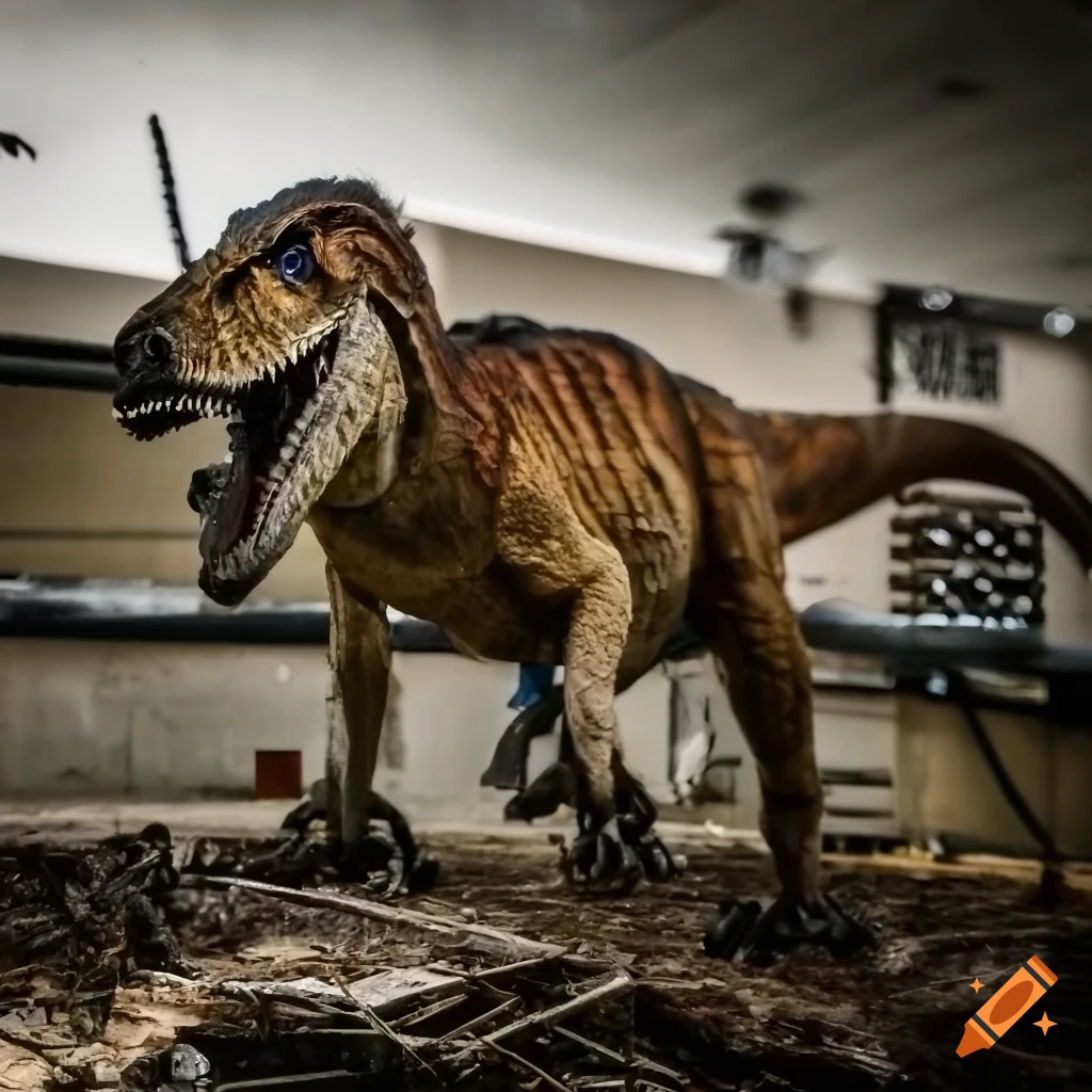 Velociraptor in a post apocalyptic Walmart on Craiyon