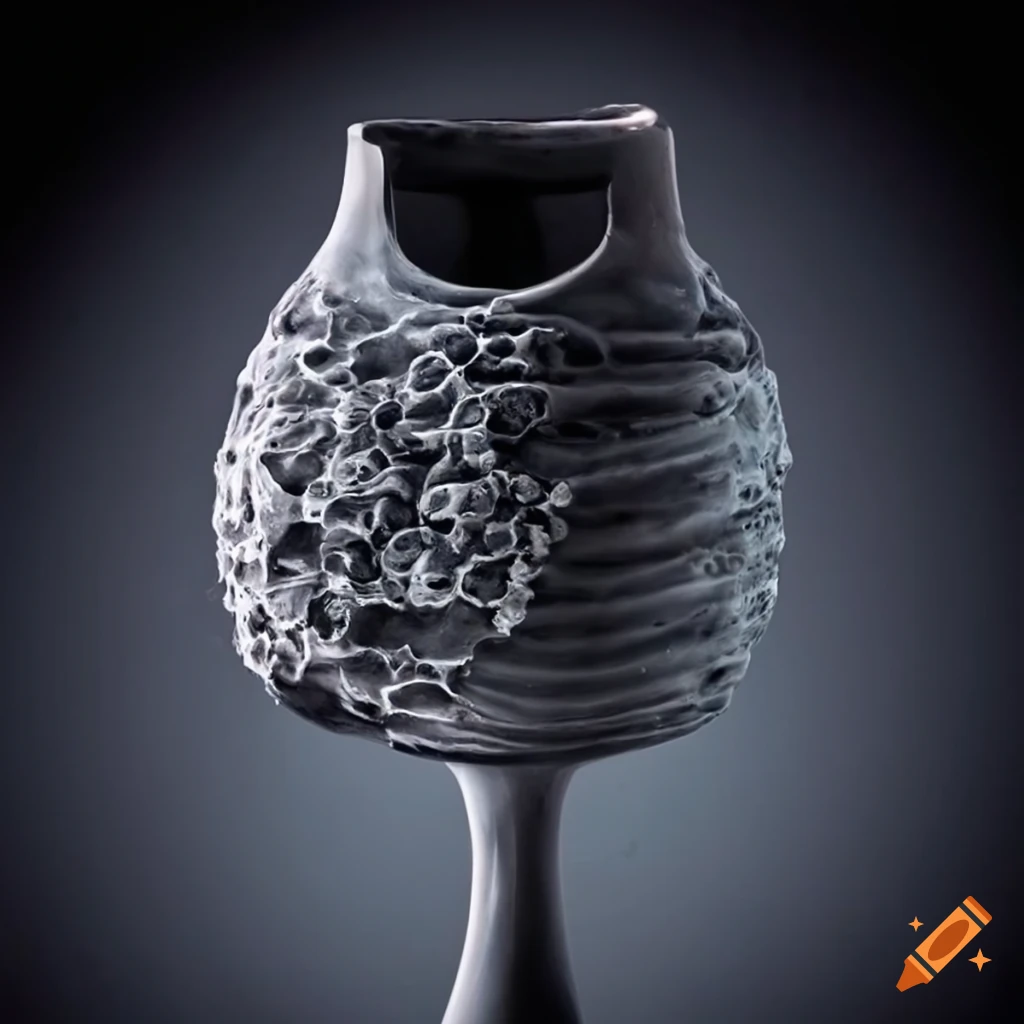 Mycenaean prehistorical ceramic vase with black glaze on white background