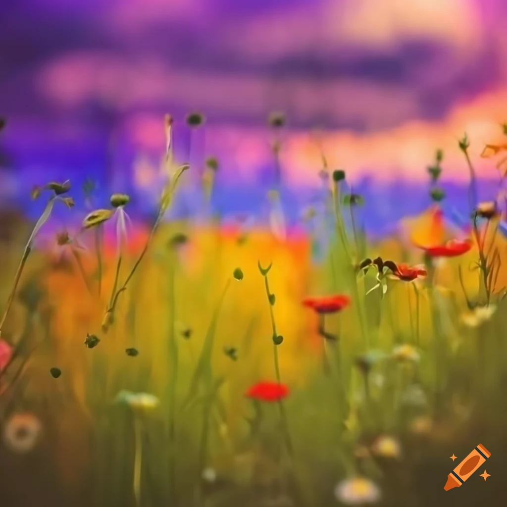 Colorful wildflowers blooming in a vibrant meadow