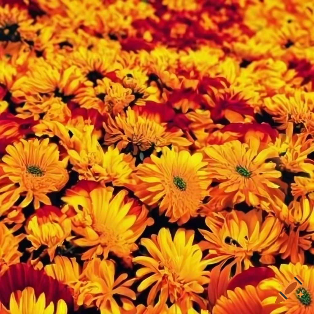 Thousands of yellow and orange flowers in the background
