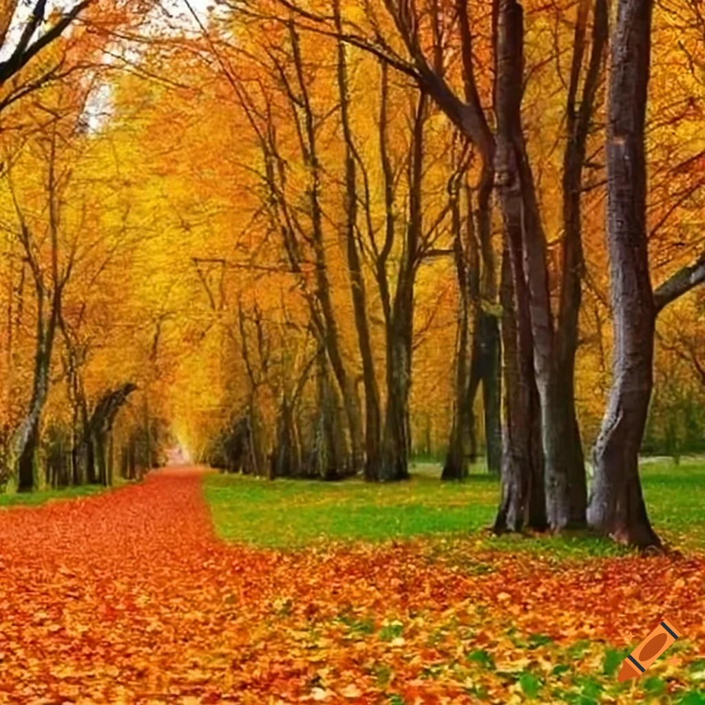 Herbstbild mit herabfallenden Blättern