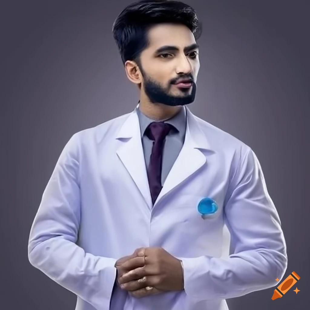 Zeeshan Najeeb in a medical lab coat in a clinic environment