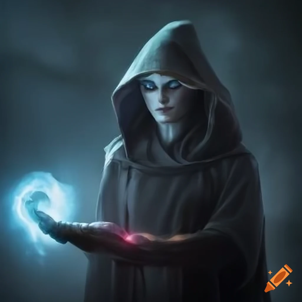Fantasy mage casting dark magic spells