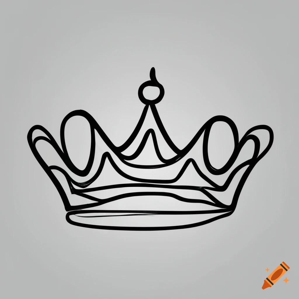 Black continuous-line drawing of a crown on white background