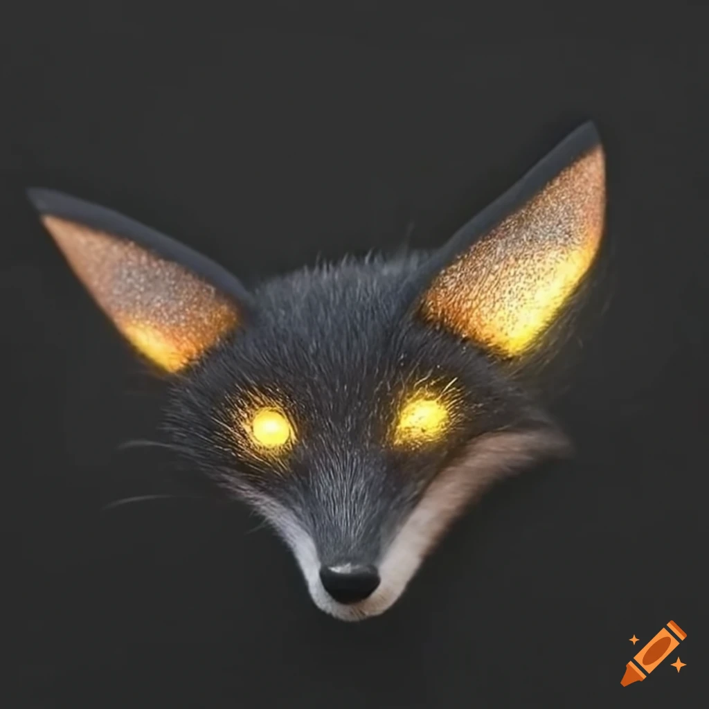 Black fox made of shining golden diamonds
