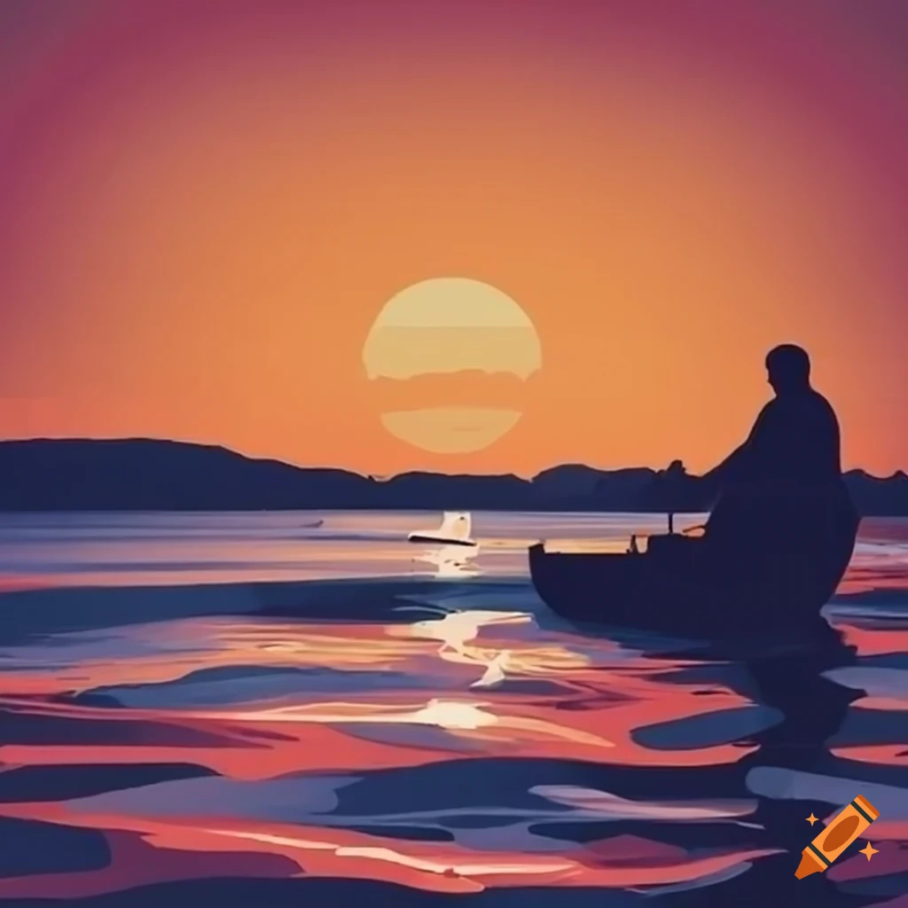 Dad boating at sunset