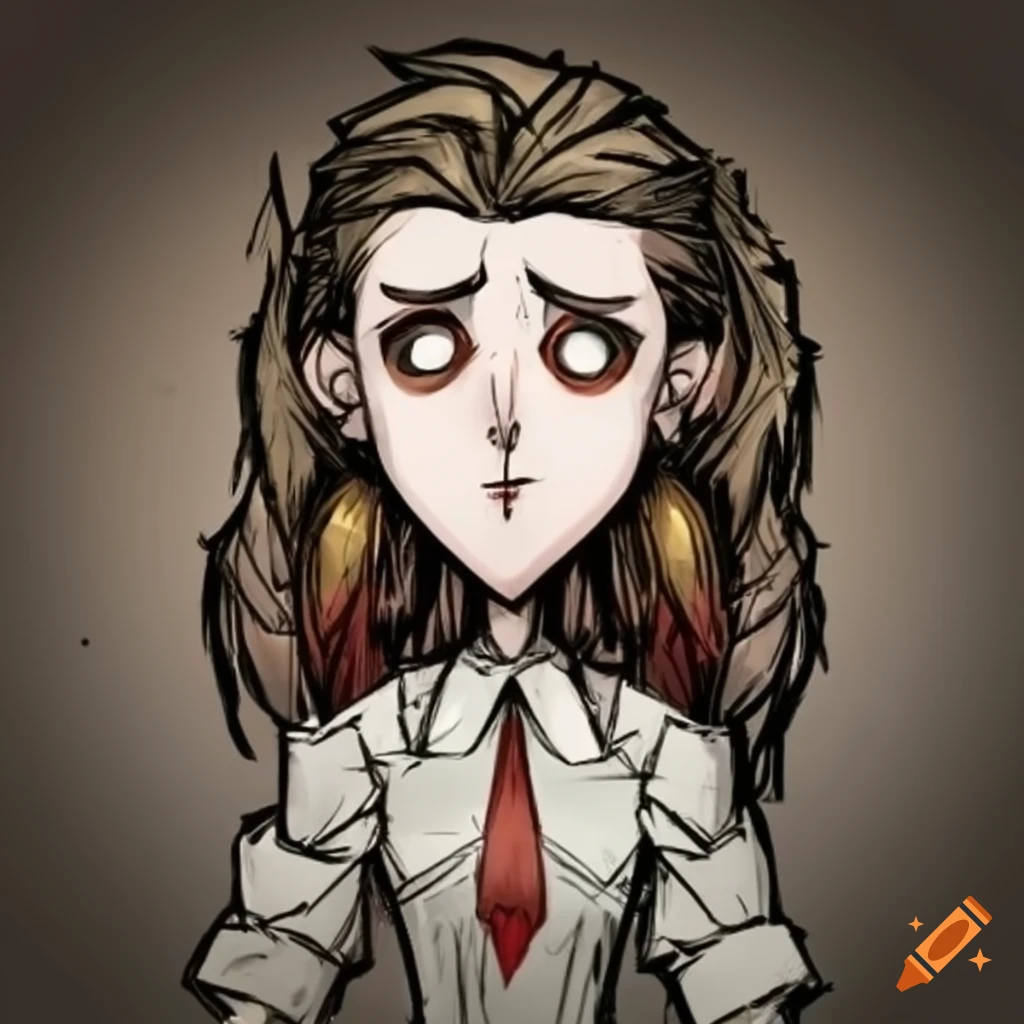 Female character in the style of Don't Starve game