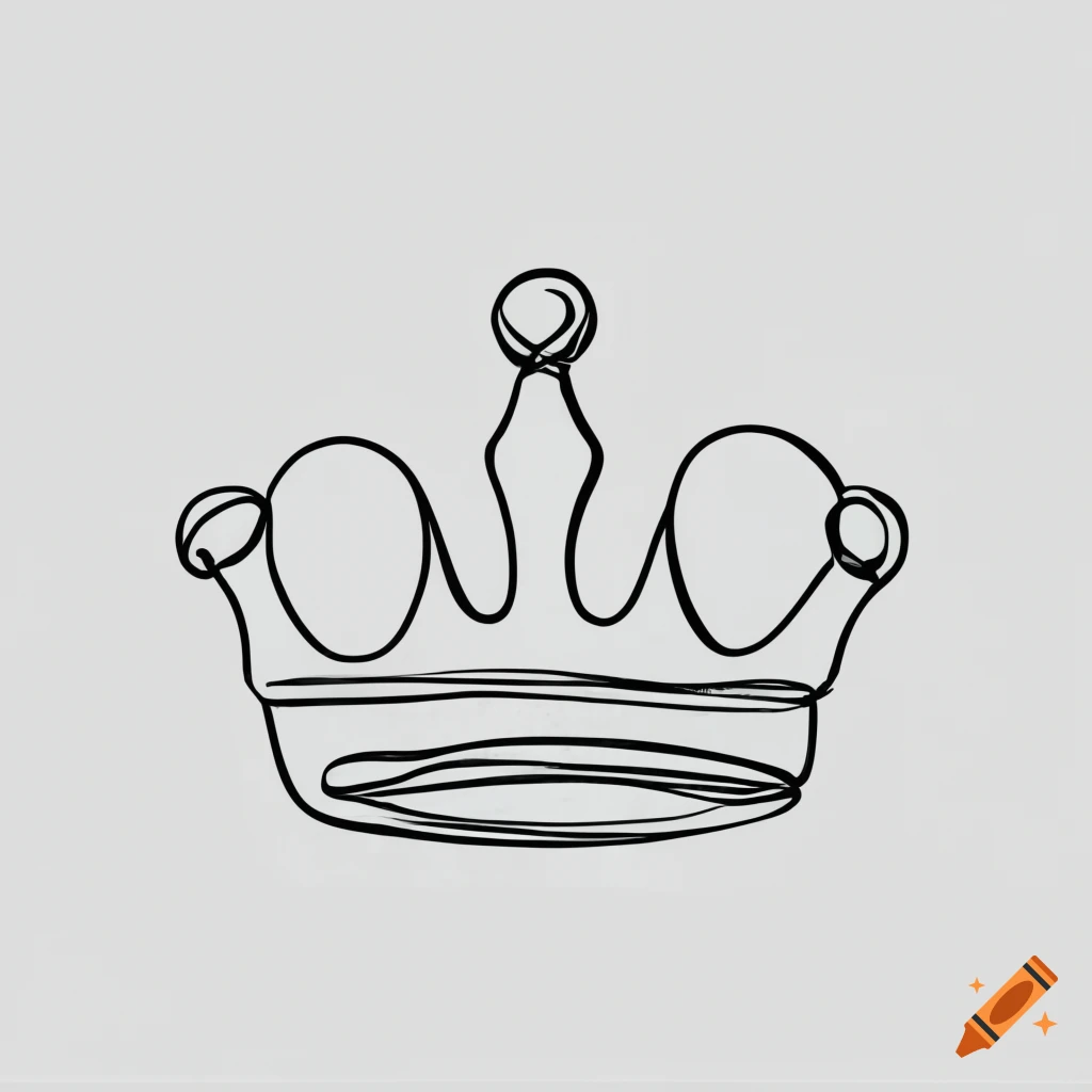 Continuous black lines crown on white background