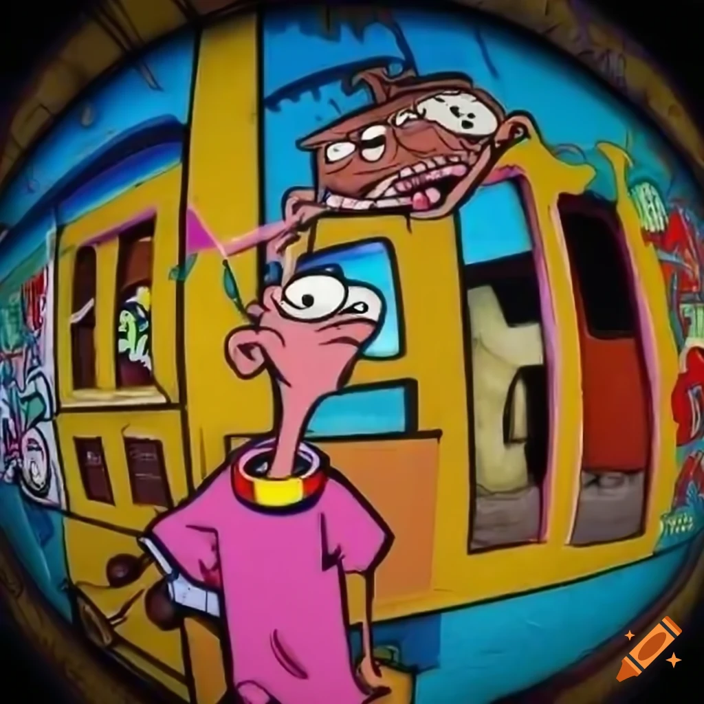 90's style retro cartoon graffiti art resembling Ed Edd n Eddy