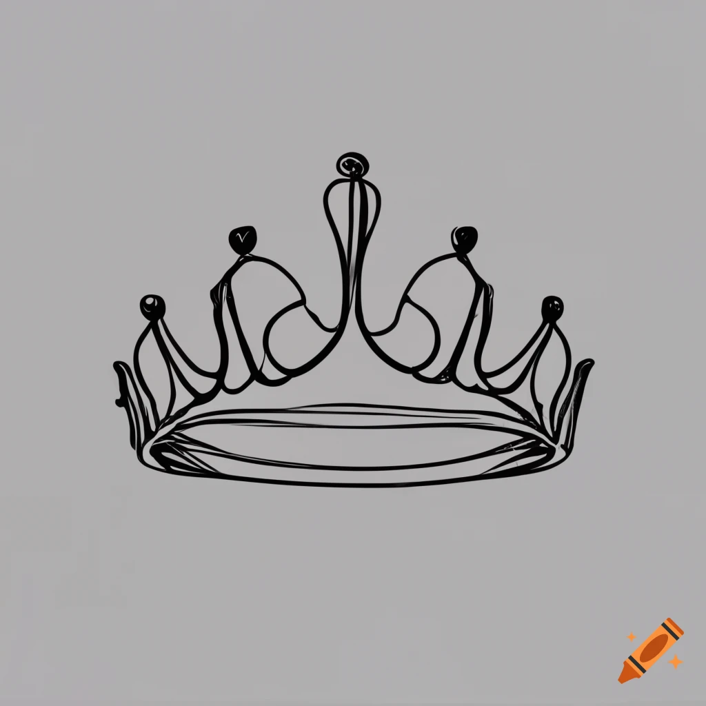 Continuous-line drawing of pageant crown on white background