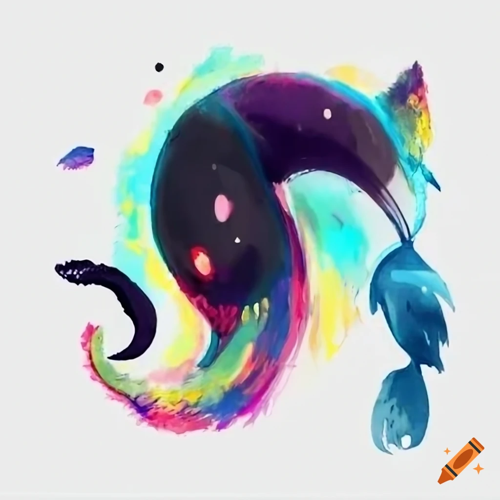 White and black cat with whale