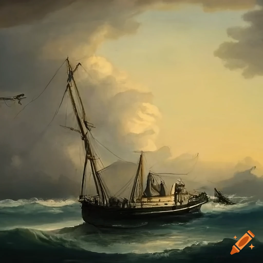 19th century steamship aground off the coast of Guilvinec during a storm at 4 a.m