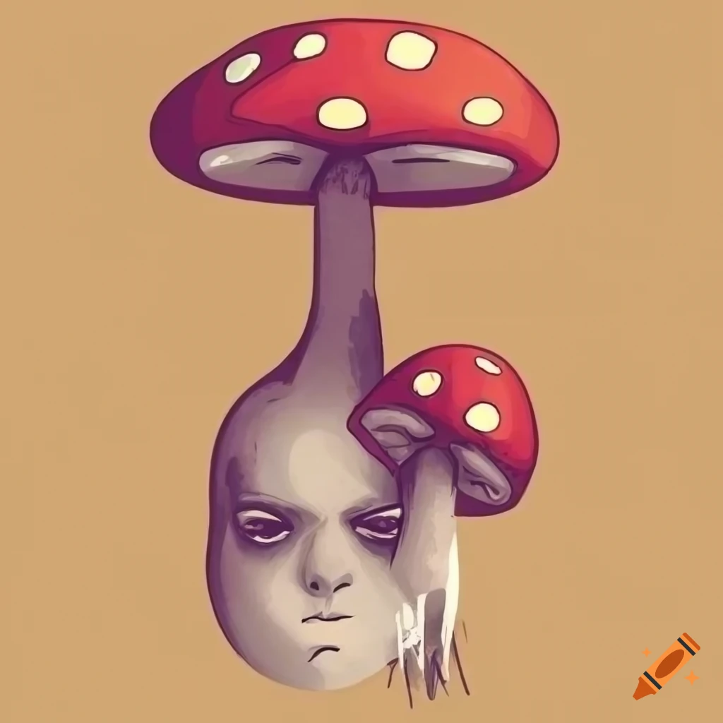 Mushroom person sketching on a t-shirt design