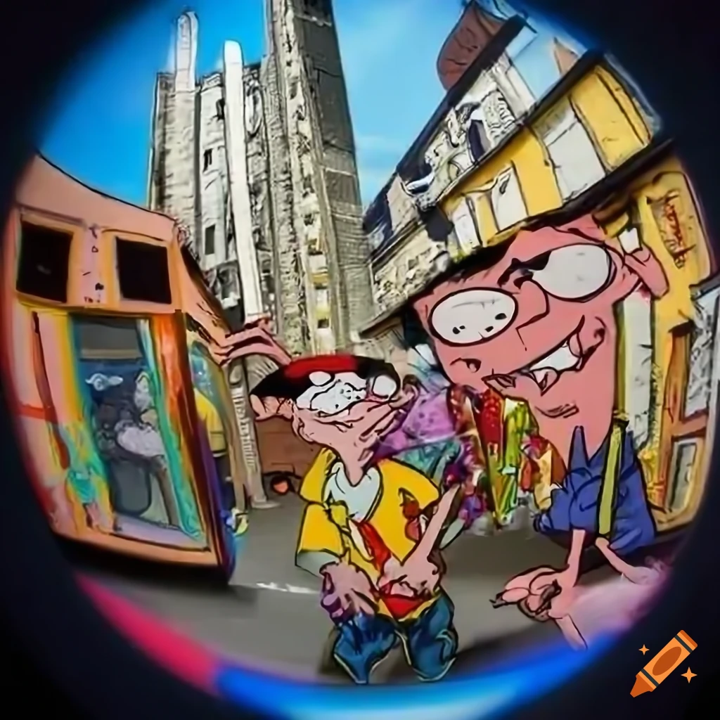 90's style retro cartoon graffiti art resembling Ed Edd n Eddy