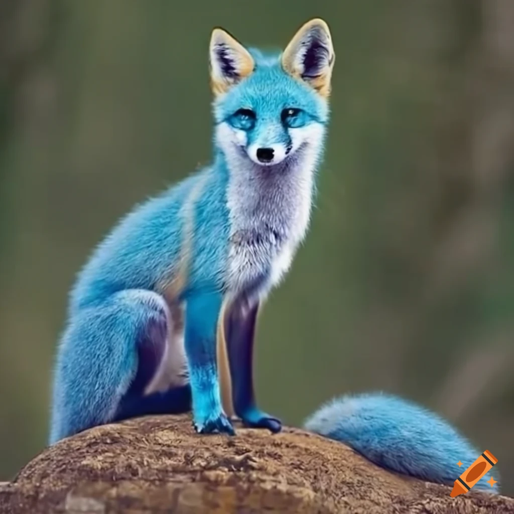 Blue pastel three-legged fox