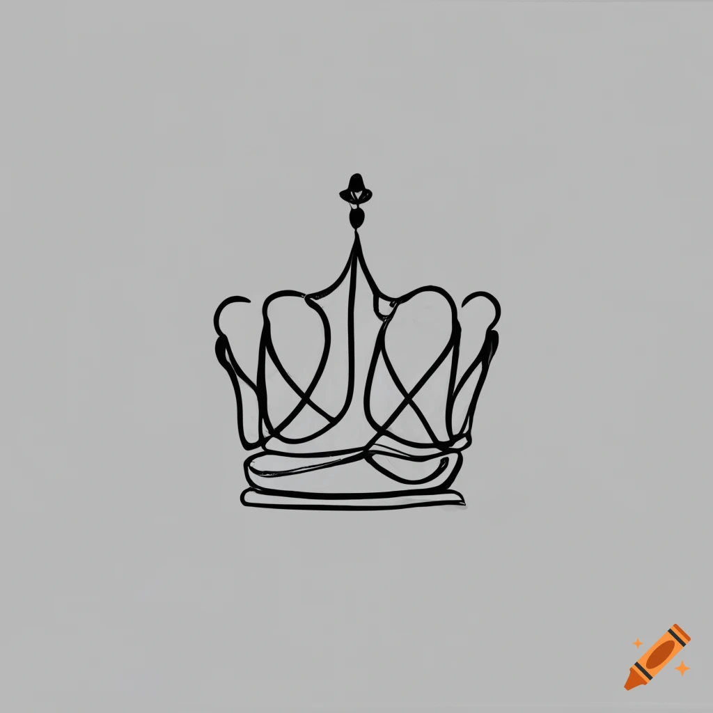 Continuous line drawing of a cute regal crown in elegant black lines on white background