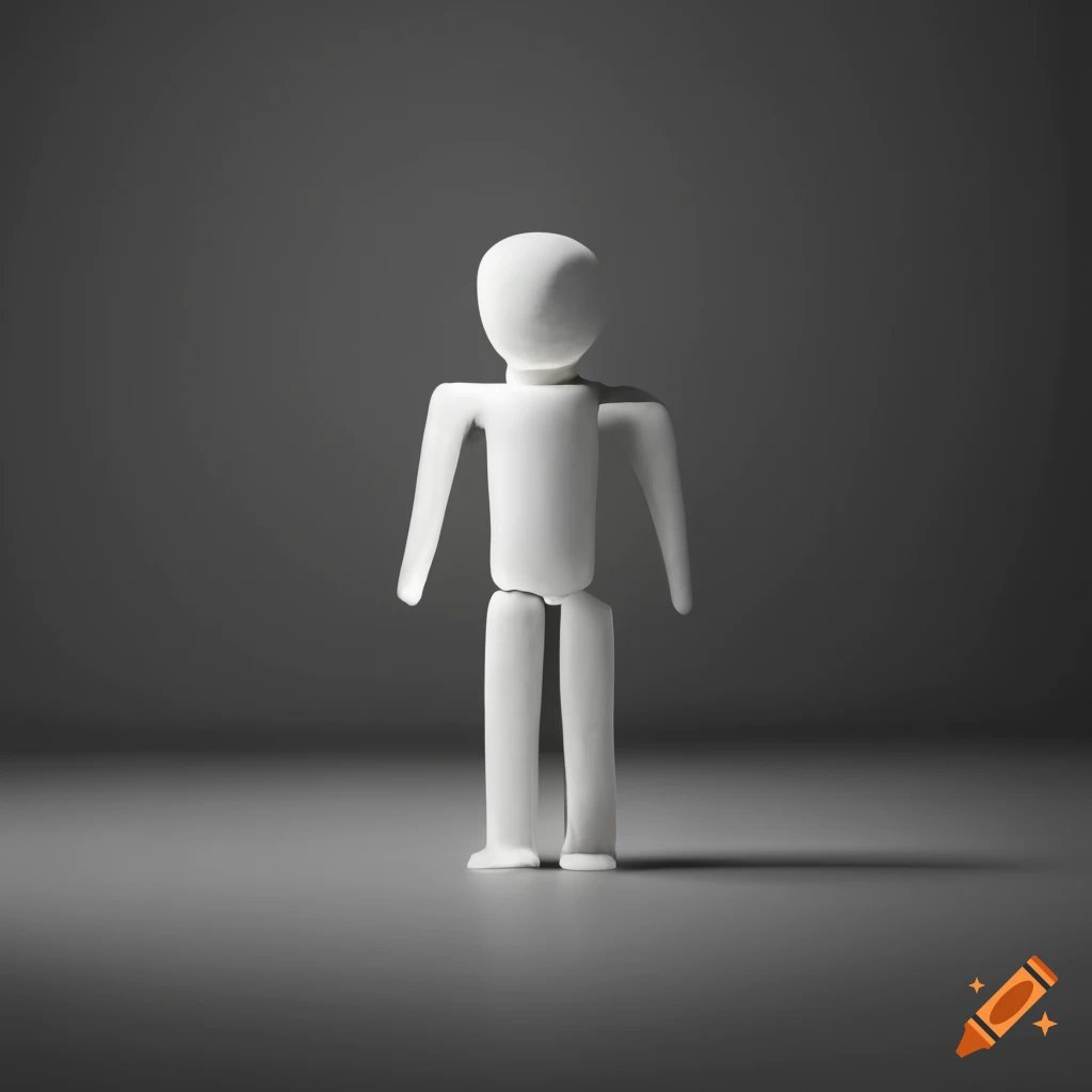 Abstract white human figure made of basic shapes on black background