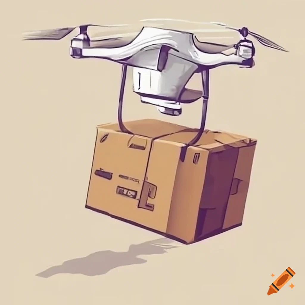 Drone delivering cardboard box