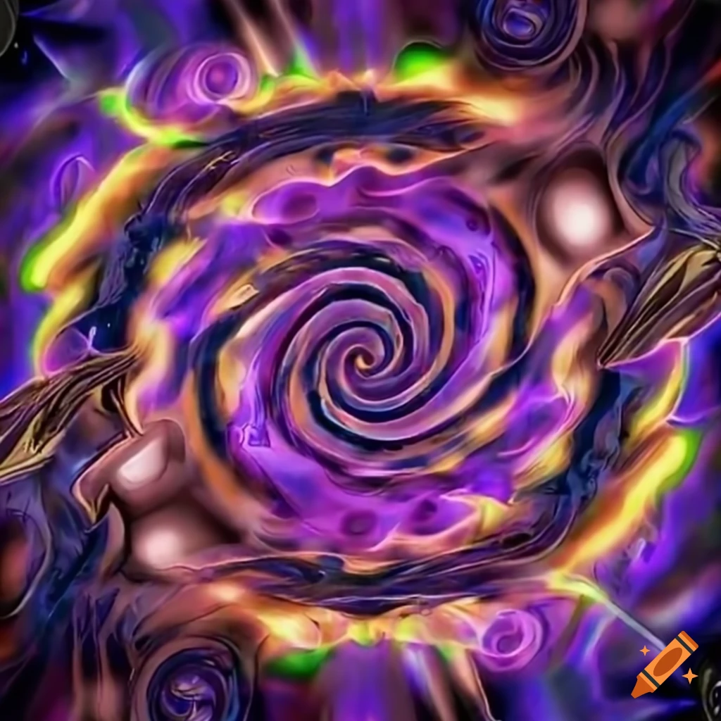 Swirling purple, green, and orange circles reminiscent of Exodia card