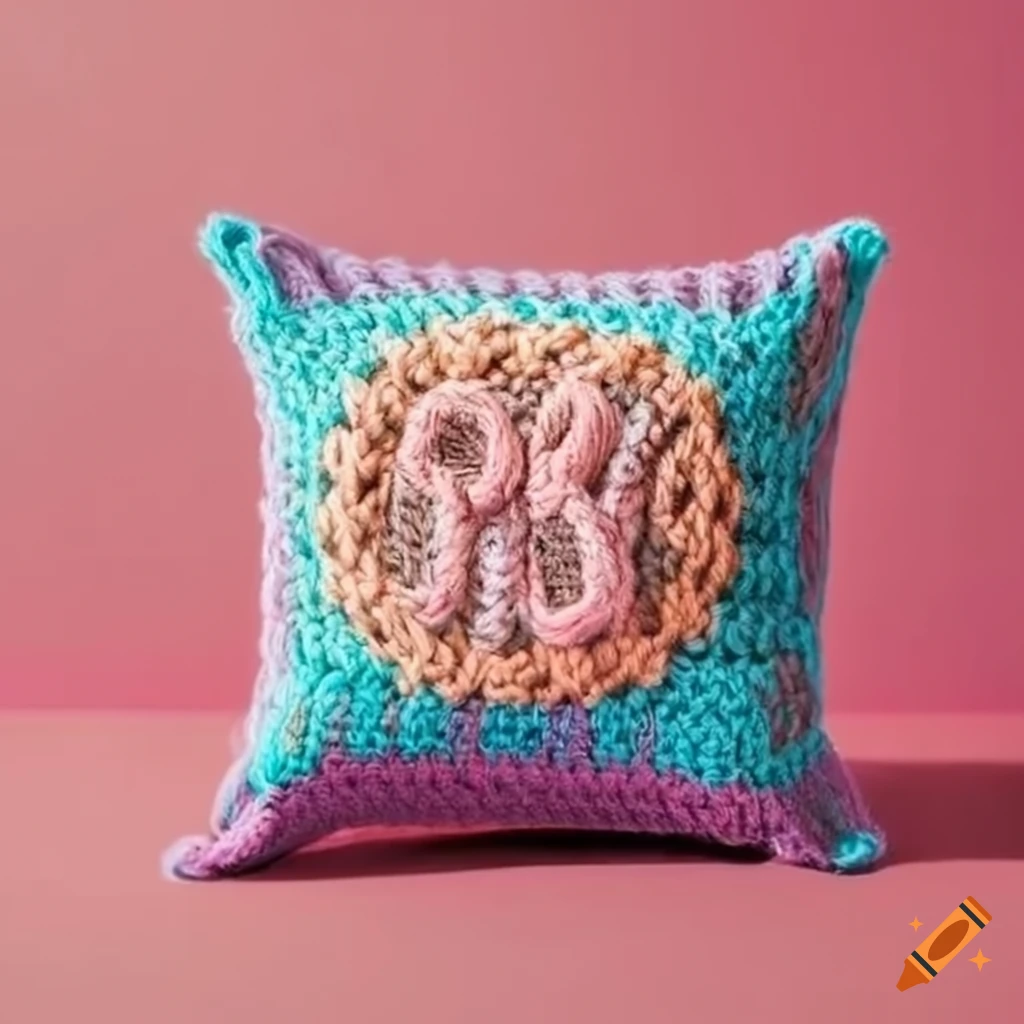 Crocheted cushion with the phrase 'that looks well good'
