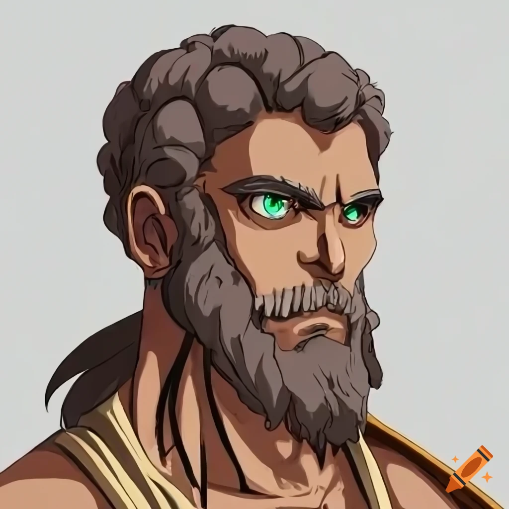 Stoic man from Ancient Greece with strong jawline