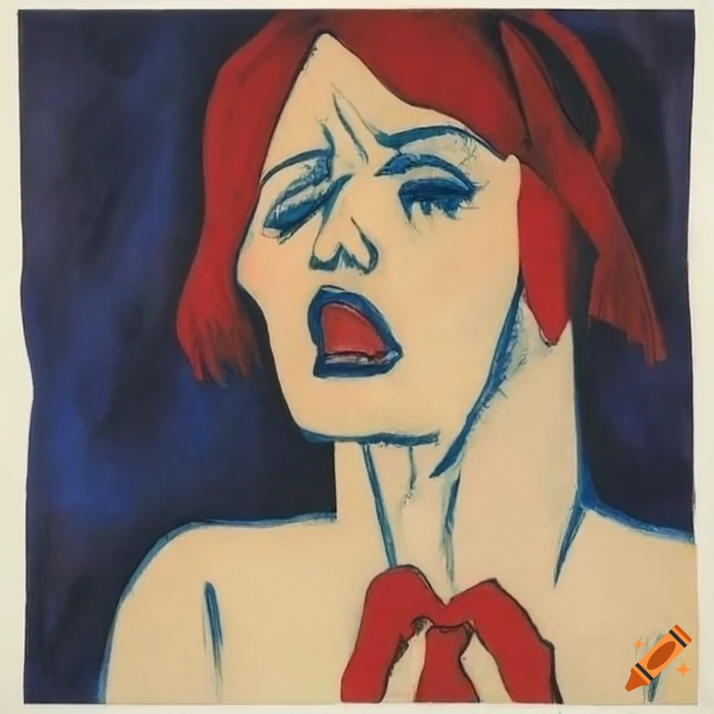 Proud woman crying in a communist country in artistic drawing style