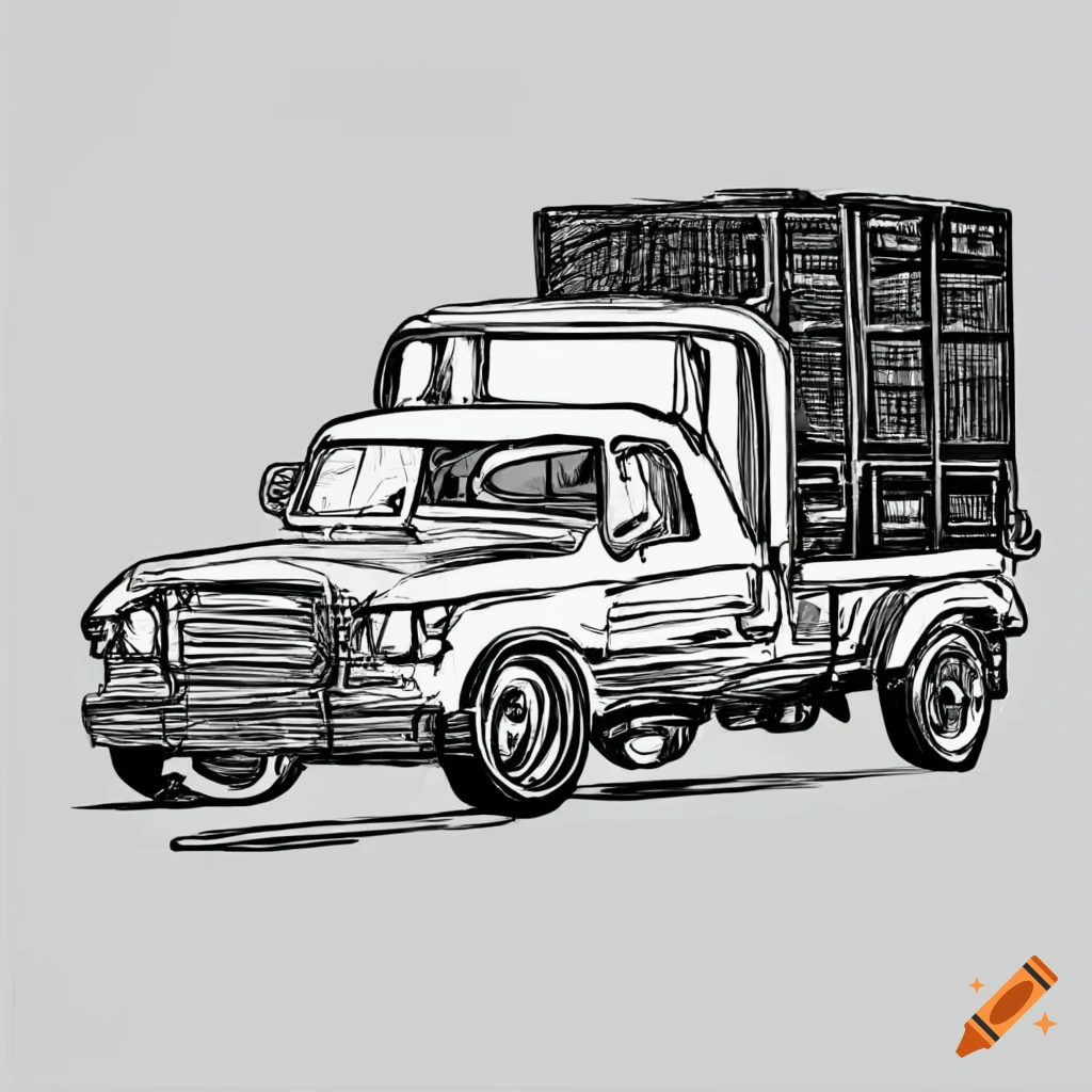 Line drawing of a junk removal truck for a business card