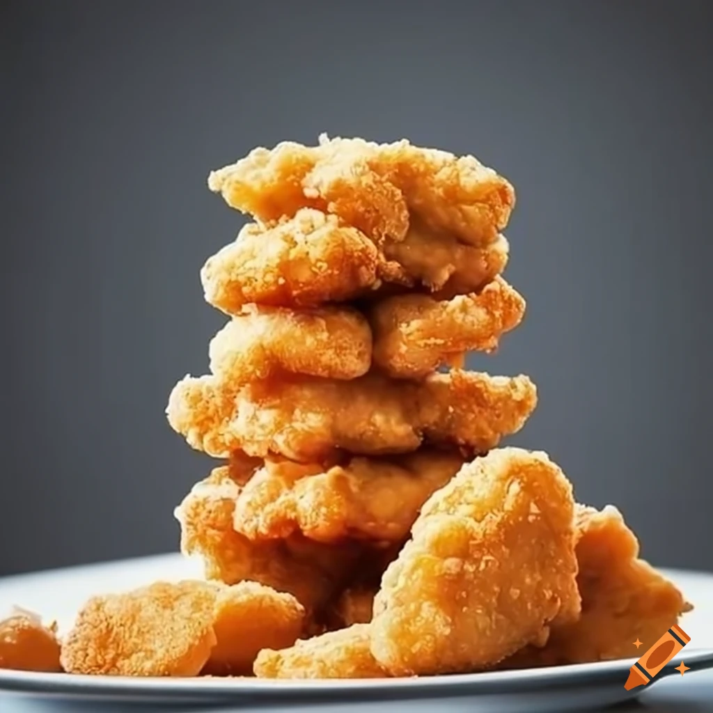 Plate full of tasty chicken nuggets