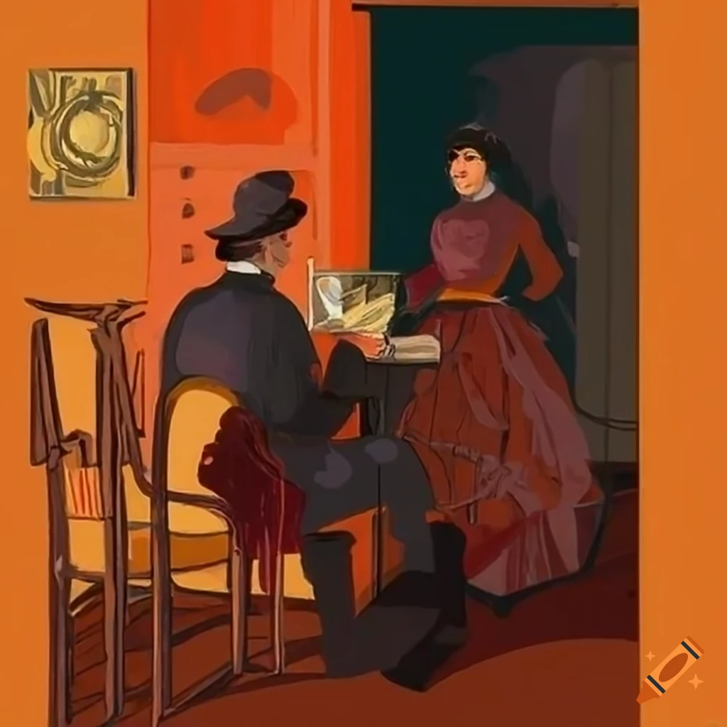 Man giving money to woman in front of a building