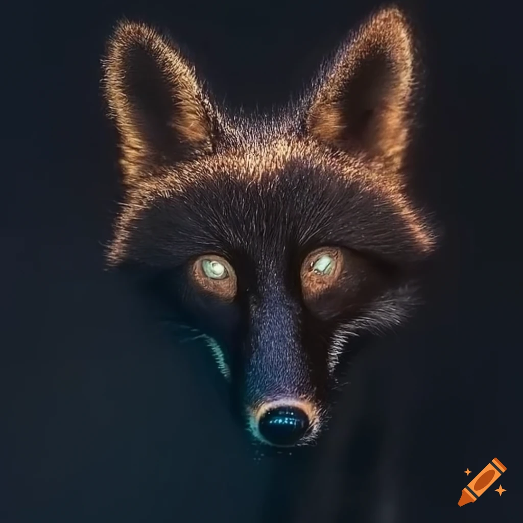 Black fox made of shining golden diamonds