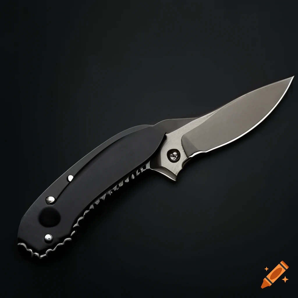 Spyderco jackknife scalpel on a dark glass steel table with futuristic Japan style