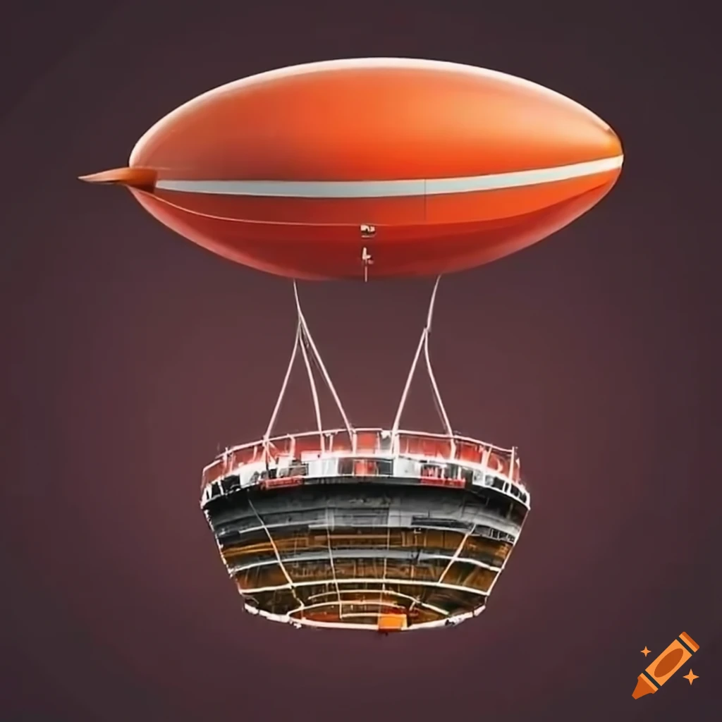 Cleveland Browns football stadium on a flying airship