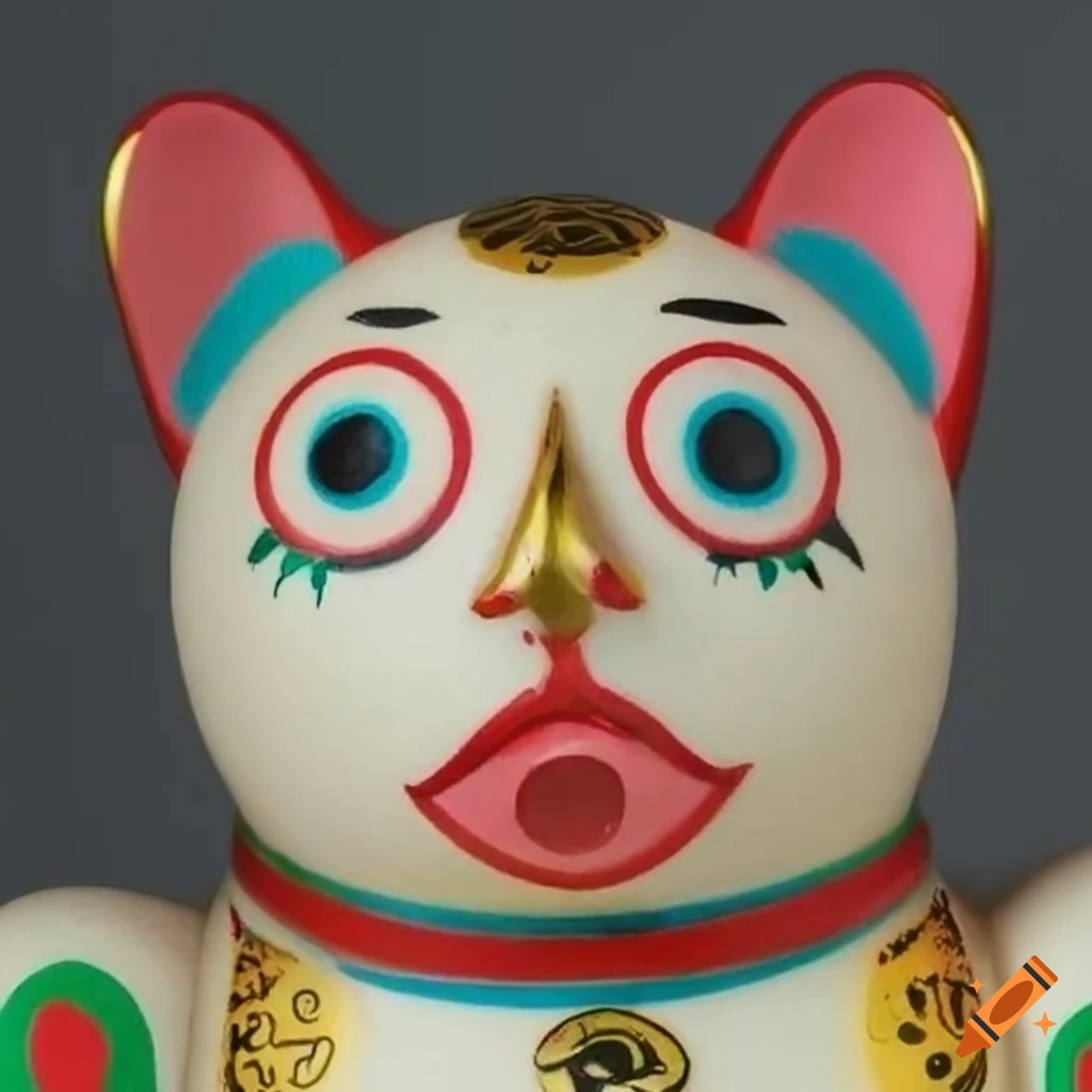 Frank Sidebottom's face on a maneki-neko