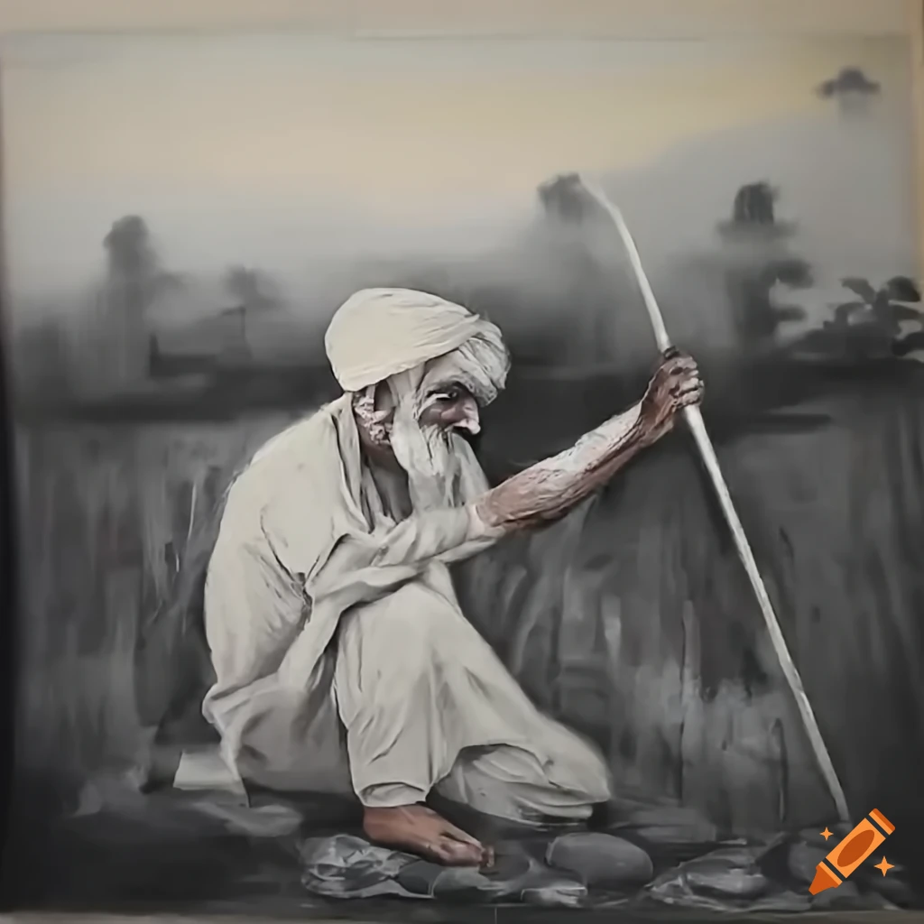 Elderly farmer Darshan Singh working in his field during lockdown