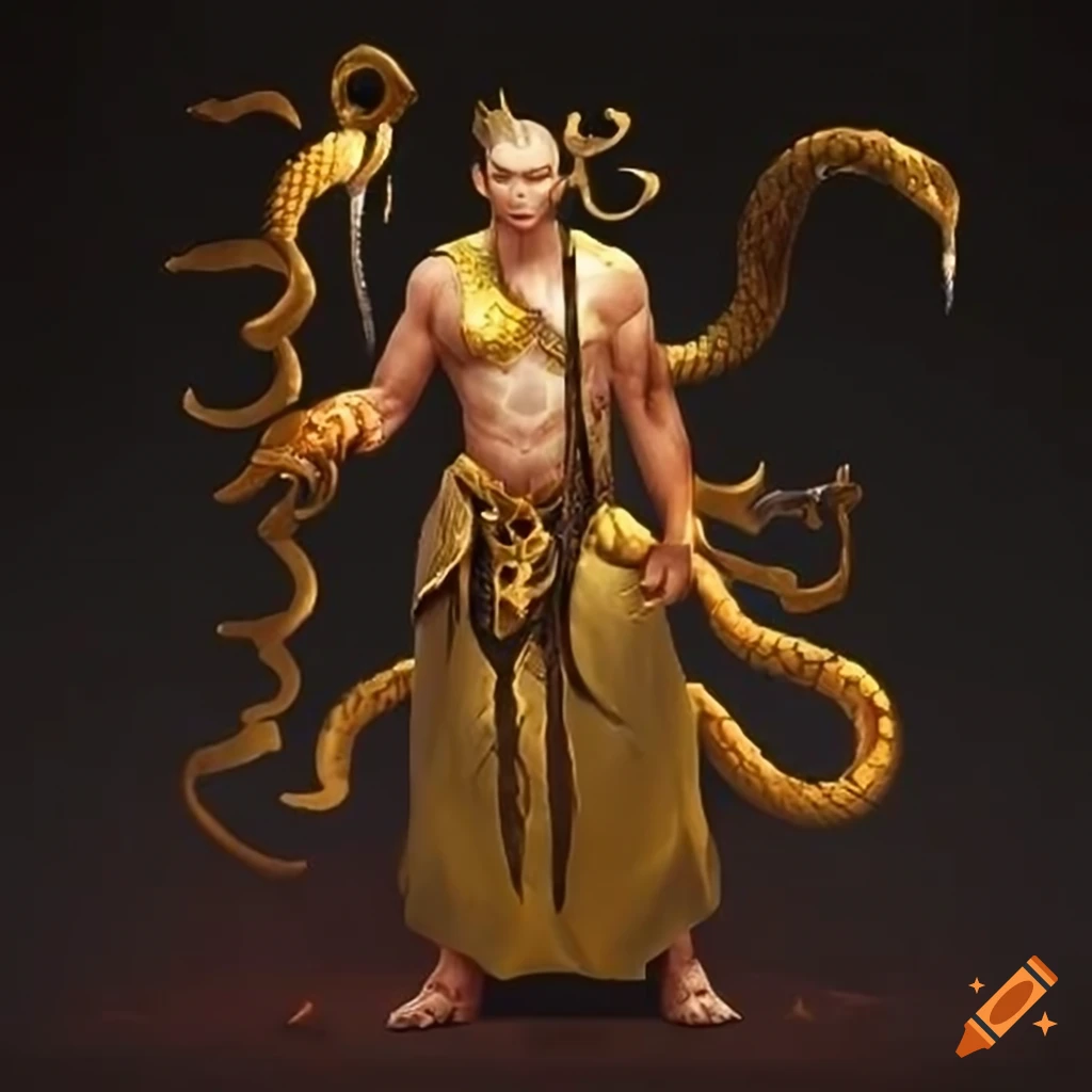 Male astral monk with golden snakes