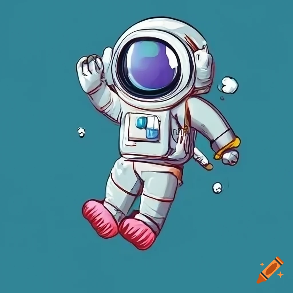 Cute astronaut floating in space