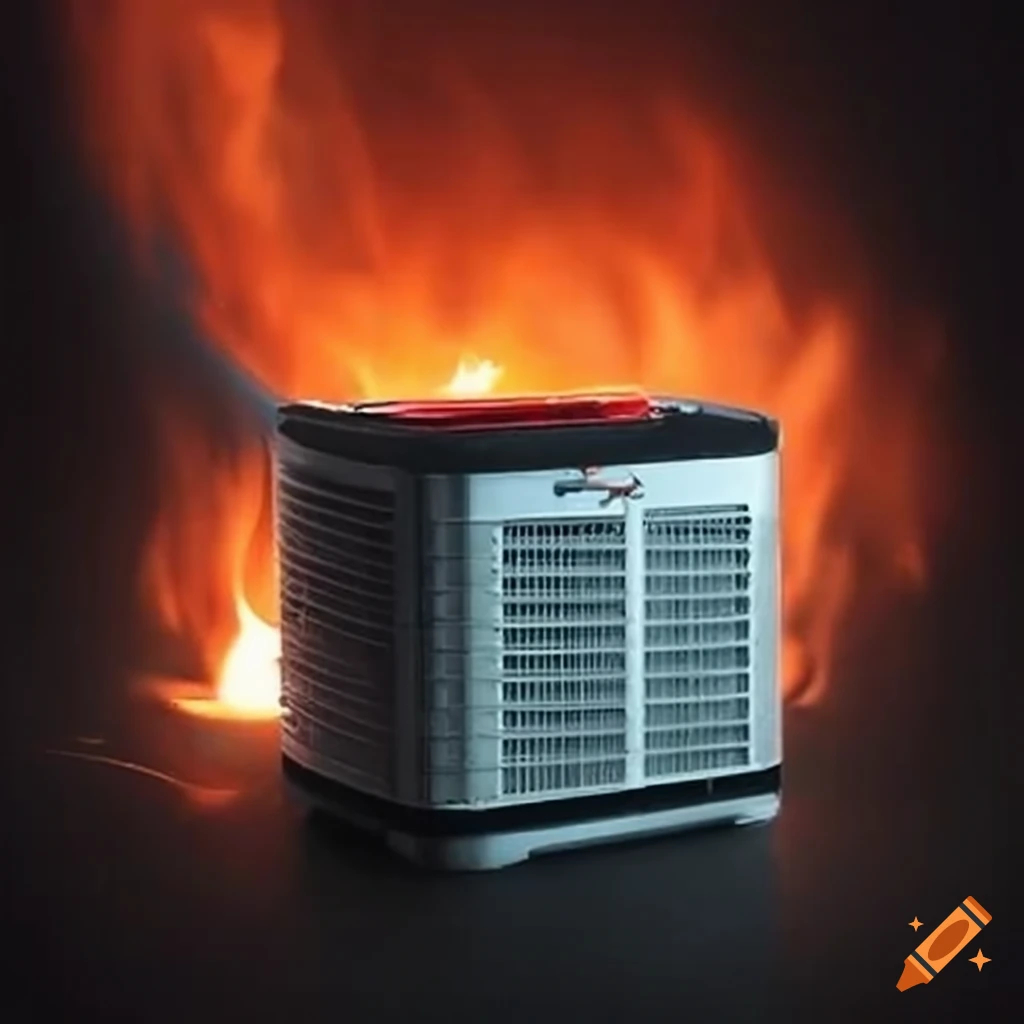 Fire on air conditioning unit