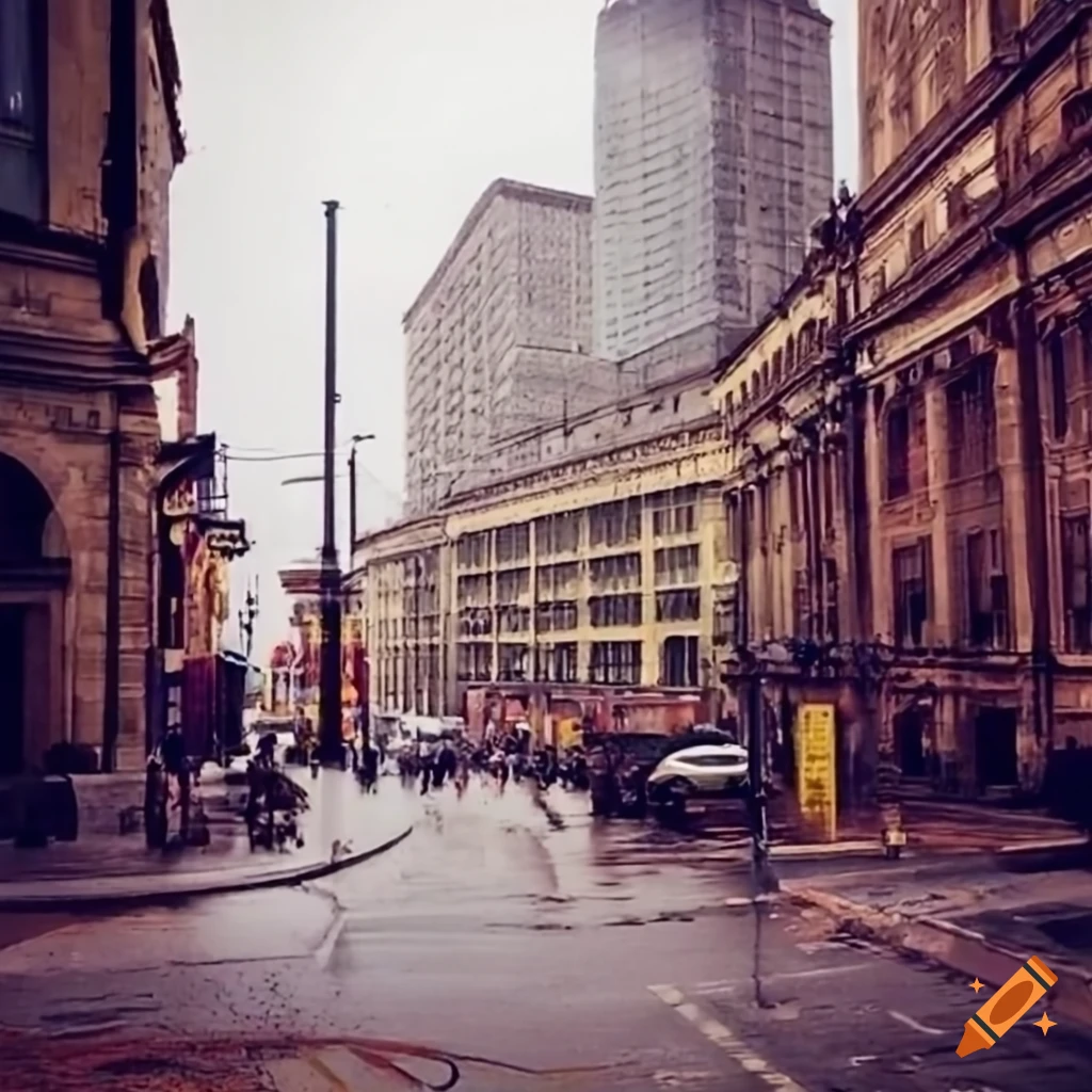 Circus City street view on a bright stormy day