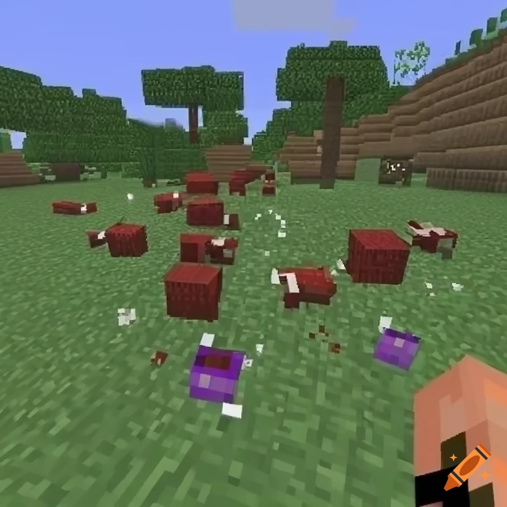 Minecraft landscape with running parasites