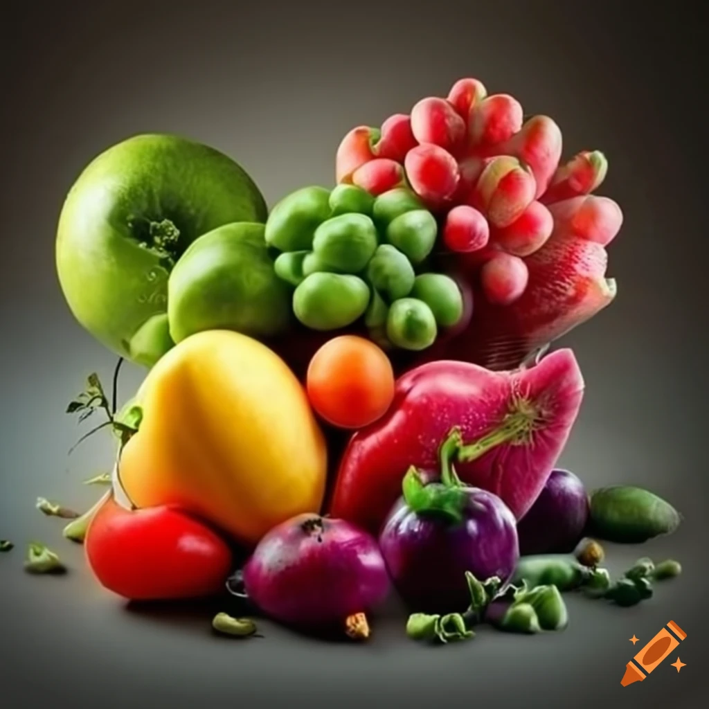 Colorful seasonal fruits and vegetables with focus on Italian products