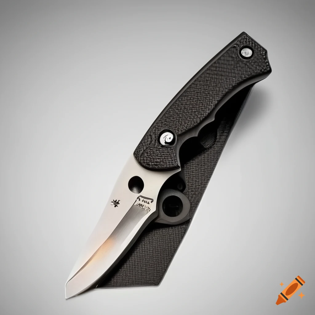 Spyderco jackknife scalpel on a dark glass steel table with futuristic Japan style