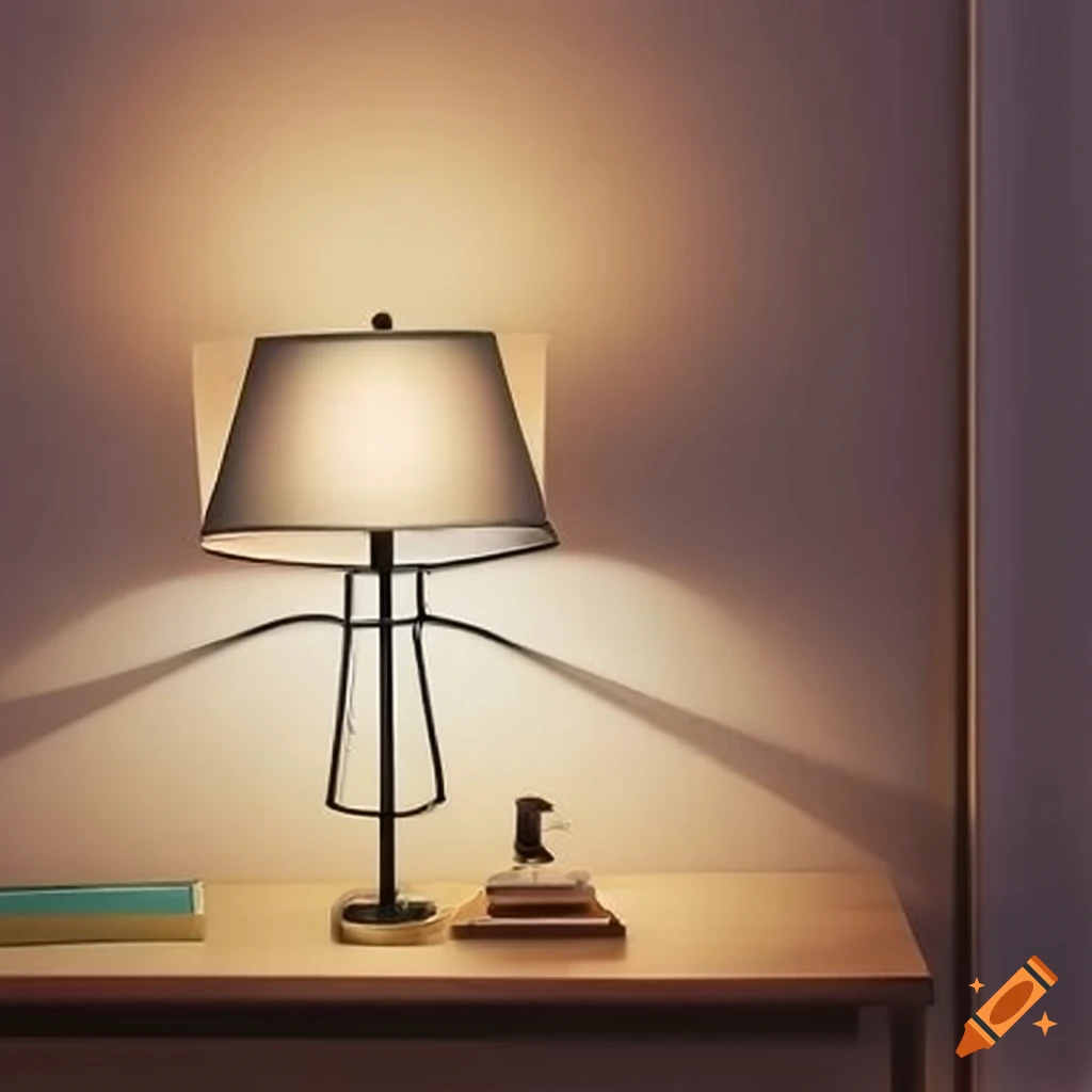 Retro-style table lamp in an empty office room on Craiyon
