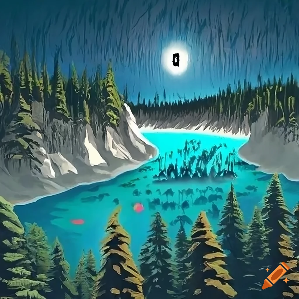 Photorealistic illustration of native Salish spirit and animal motifs in unique artistic style