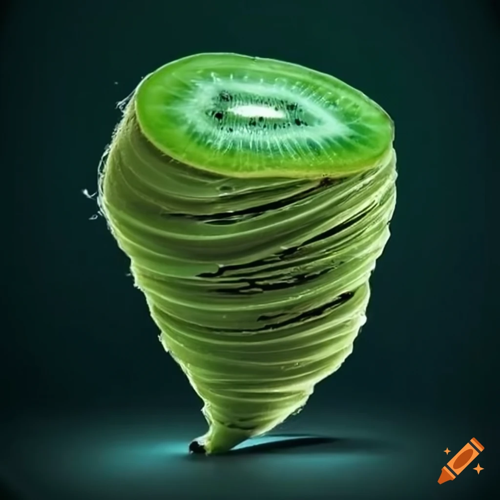 Kiwi in the shape of a tornado