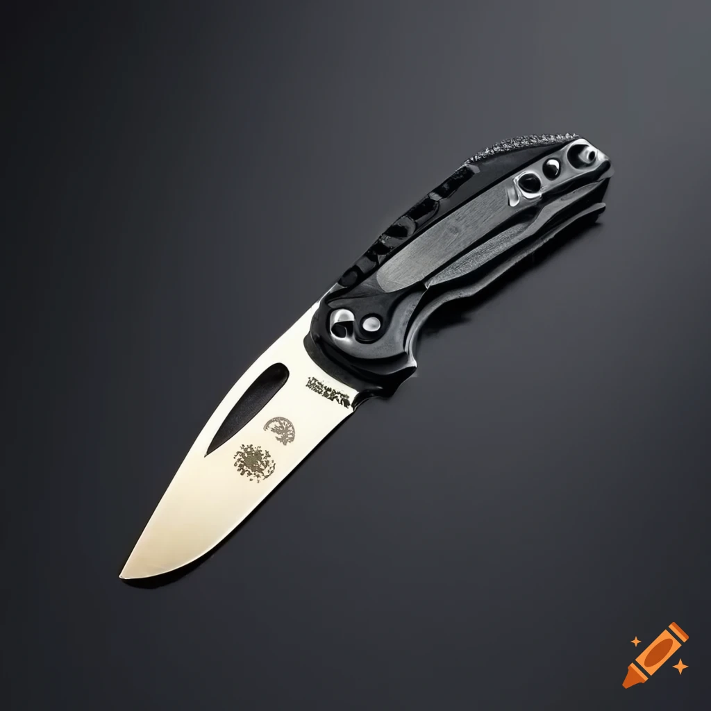 Spyderco jackknife scalpel on dark glass steel table in futuristic Japan style