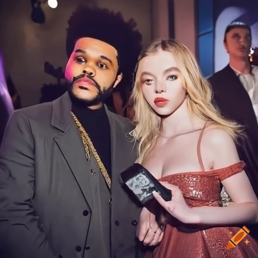 Sydney Sweeney and The Weeknd at The Idol II film set
