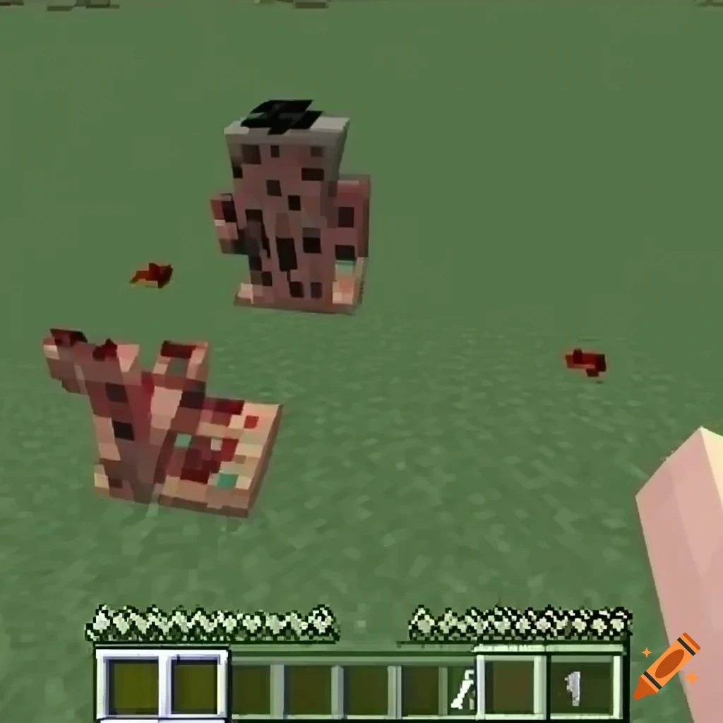 Minecraft landscape with running parasites
