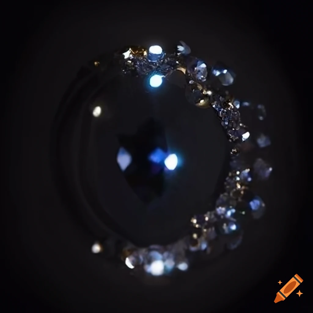 Elegant black background with diamonds, sapphires, and radiant gems spelling ETERNAL GLOW